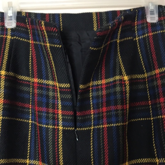 Classic clueless 100% wool tartan plain mini skirt size 10p - Picture 9 of 11